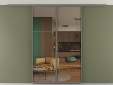 Перегородка Formato вдоль стены на потолок 2 створки