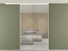 Перегородка Формато вдоль стены на потолок 2 створки с синхронным механизмом