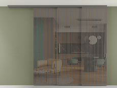 Перегородка Формато вдоль стены на потолок 3 створки с синхронным механизмом