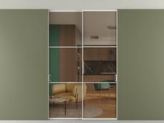 Перегородка Formato внутри проёма скрытое крепление в потолок 2 створки