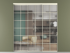 Перегородка Formato внутри проёма 3 створки с синхронным механизмом