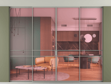 Перегородка Formato внутри проёма скрытое крепление в потолок 4 створки