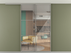 Перегородка Formato вдоль стены на потолок 2 створки с синхронным механизмом