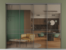 Перегородка Formato внутри проёма 4 створки с синхронным механизмом