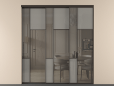 Перегородка Mosaic внутри проёма 3 створки с синхронным механизмом