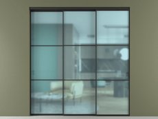 Перегородка Formato внутри проёма 3 створки с синхронным механизмом