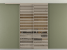 Перегородка Формато вдоль стены на потолок 2 створки с синхронным механизмом