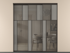 Перегородка Mosaic внутри проёма 3 створки с синхронным механизмом