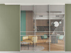 Перегородка Formato вдоль стены на потолок 3 створки с синхронным механизмом