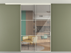 Перегородка Formato вдоль стены на потолок 2 створки с синхронным механизмом