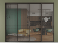 Перегородка Formato внутри проёма 4 створки с синхронным механизмом