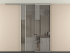 Перегородка Мозаик вдоль стены на потолок 2 створки с синхронным механизмом