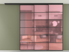 Перегородка Формато вдоль стены на потолок 3 створки с синхронным механизмом