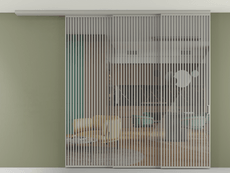 Перегородка Formato вдоль стены на потолок 3 створки с синхронным механизмом