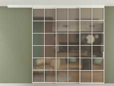 Перегородка Formato вдоль стены на потолок 3 створки с синхронным механизмом