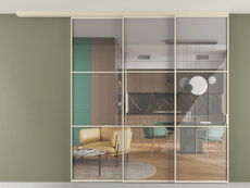 Перегородка Formato вдоль стены на потолок 3 створки с синхронным механизмом