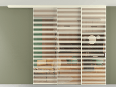 Перегородка Formato вдоль стены на потолок 3 створки с синхронным механизмом