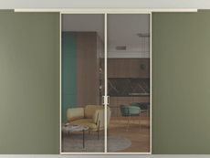 Перегородка Formato вдоль стены на потолок 2 створки