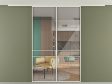 Перегородка Formato вдоль стены на потолок 2 створки