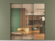 Перегородка Формато внутри проёма 3 створки с синхронным механизмом