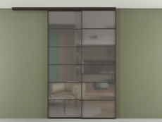 Перегородка Формато вдоль стены на потолок 2 створки с синхронным механизмом