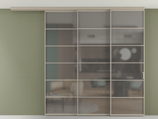 Перегородка Formato вдоль стены на потолок 3 створки с синхронным механизмом