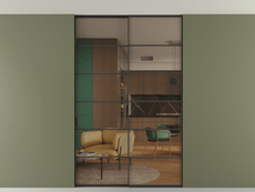 Перегородка Formato внутри проёма скрытое крепление в потолок 2 створки