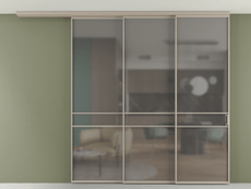 Перегородка Formato вдоль стены на потолок 3 створки с синхронным механизмом