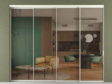 Перегородка Formato внутри проёма 4 створки с синхронным механизмом