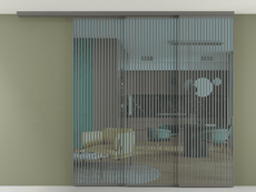 Перегородка Formato вдоль стены на потолок 3 створки с синхронным механизмом