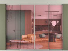 Перегородка Formato внутри проёма четырёхстворчатая со скрытым креплением в потолок