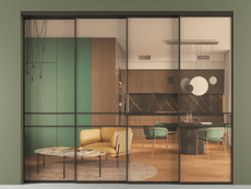 Перегородка Формато внутри проёма 4 створки с синхронным механизмом