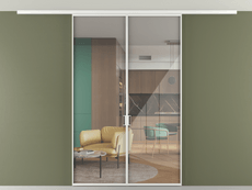 Перегородка Formato вдоль стены на потолок 2 створки