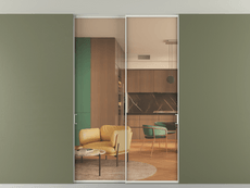 Перегородка Formato внутри проёма скрытое крепление в потолок 2 створки