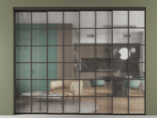 Перегородка Formato внутри проёма 4 створки с синхронным механизмом