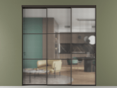 Перегородка Formato внутри проёма 3 створки с синхронным механизмом