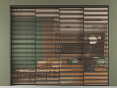 Перегородка Формато внутри проёма 4 створки с синхронным механизмом