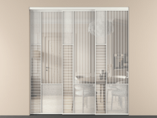 Перегородка Mosaic внутри проёма 3 створки с синхронным механизмом