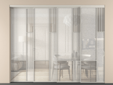 Перегородка Mosaic внутри проёма 4 створки с синхронным механизмом