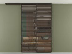 Перегородка Формато вдоль стены на потолок 2 створки с синхронным механизмом