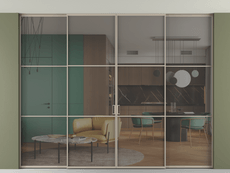 Перегородка Formato внутри проёма скрытое крепление в потолок 4 створки