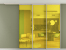 Перегородка Formato вдоль стены на потолок 3 створки с синхронным механизмом