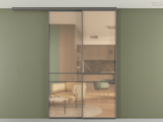 Перегородка Формато вдоль стены на потолок 2 створки с синхронным механизмом