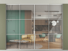 Перегородка Формато внутри проёма скрытое крепление в потолок 4 створки