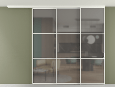 Перегородка Formato вдоль стены на потолок 3 створки с синхронным механизмом