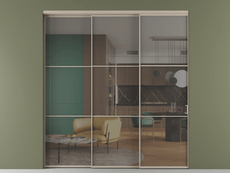 Перегородка Formato внутри проёма 3 створки с синхронным механизмом