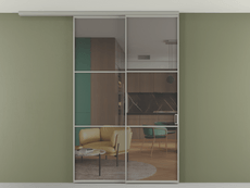 Перегородка Формато вдоль стены на потолок 2 створки с синхронным механизмом