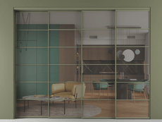 Перегородка Formato внутри проёма 4 створки с синхронным механизмом