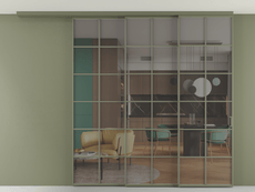 Перегородка Формато вдоль стены на потолок 3 створки с синхронным механизмом