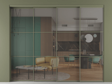 Перегородка Formato внутри проёма 4 створки с синхронным механизмом